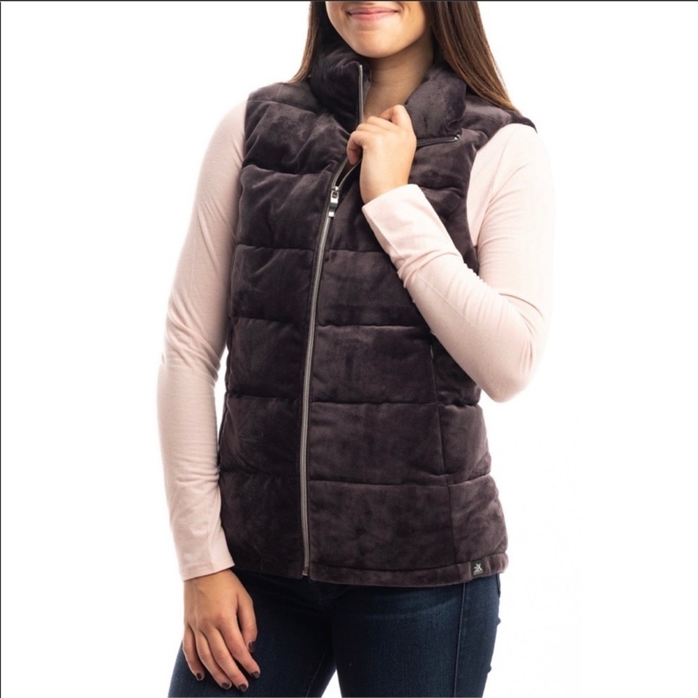 ZeroXposur |Velvet Puffer Vest in Dark Purple
